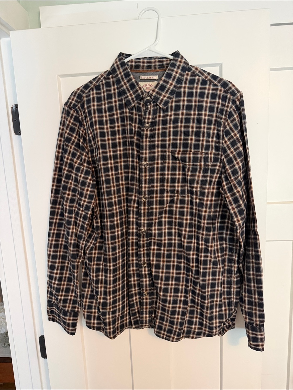 Fat Face Black and Tan Plaid Button-Up Shirt